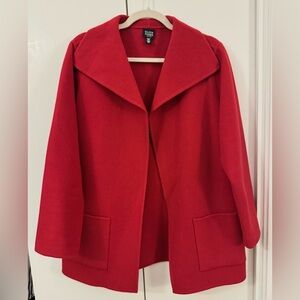 Eileen Fisher Red Wool Draped Coat